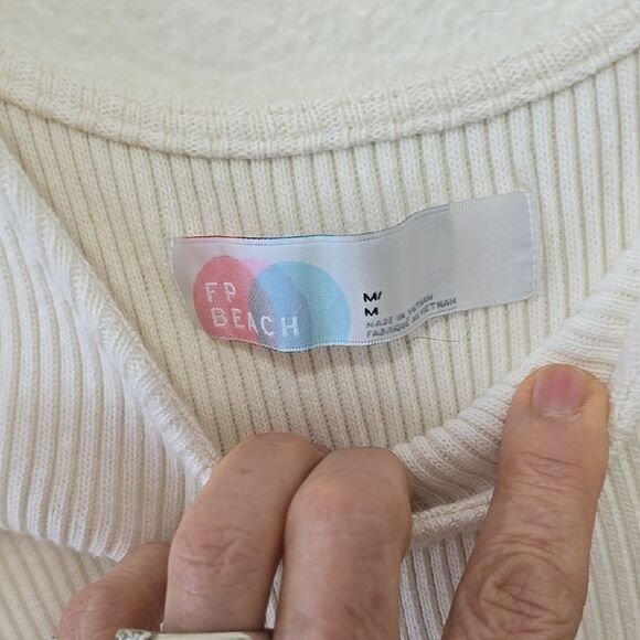 Free People Cream Ribbed Dress size medium - Picture 2 of 6